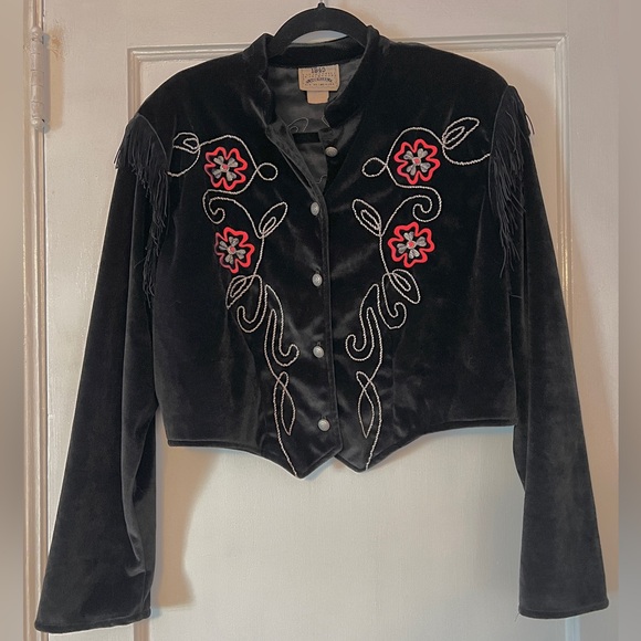 Vintage Western Velvet Jacket with Fringe - Picture 2 of 12